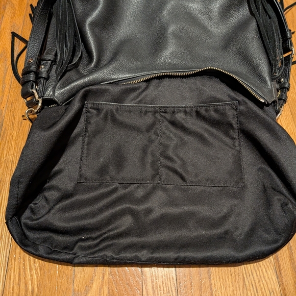 DANIER Black Pebbled Leather Fringe Hobo Bag - Boho Chic - Picture 8 of 16